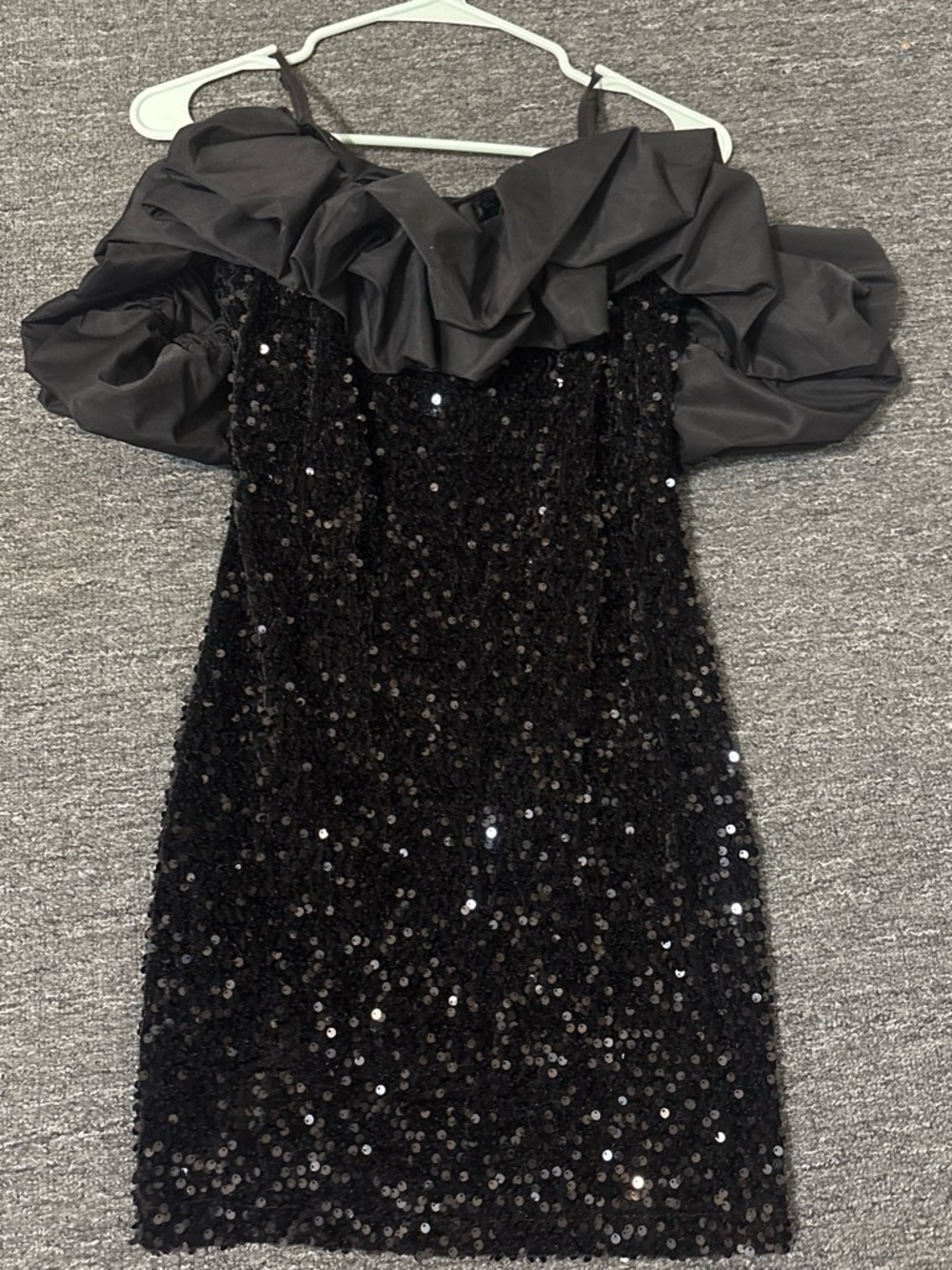 The Impeccable Pig Black Sequin One-Shoulder Cocktail Dress